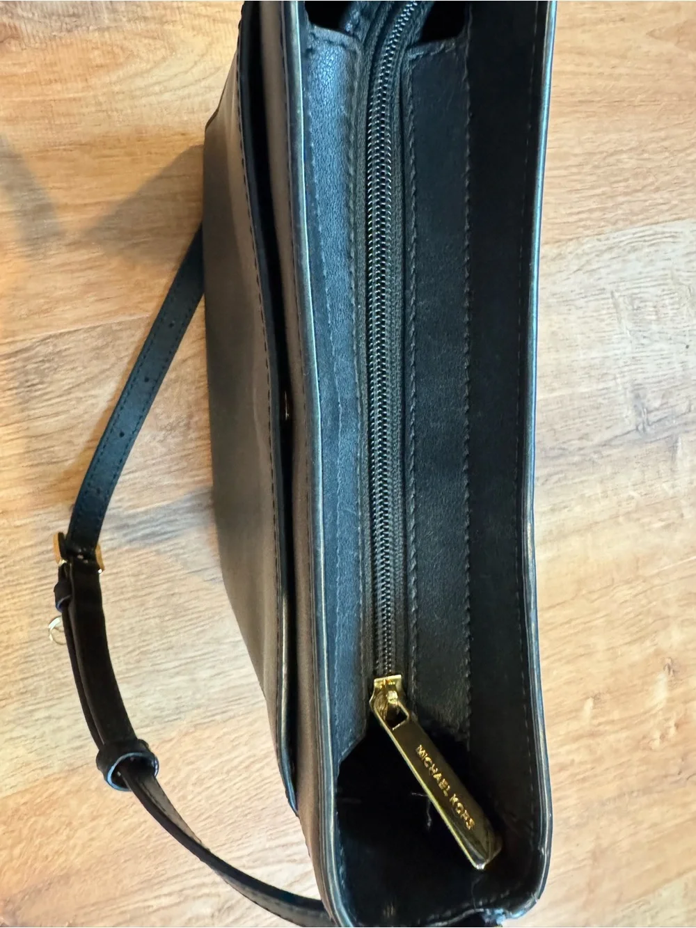 Michael Kors Black Leather Square Crossbody with Front Pocket